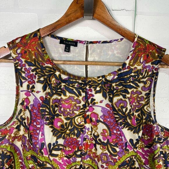 Talbots Womens Blouse size 10 Paisley Artsy Print - Picture 3 of 9